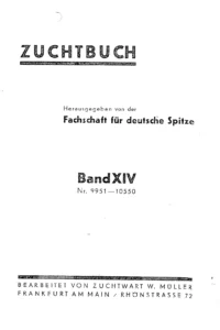 1933 Zuchtbuch 
Eintragungsjahre 1932 bis 1933 (Bd. XIV)
Fachschaft für deutsche Spitze