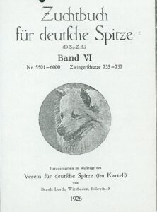 Zuchtbuch Band VI, 1926
